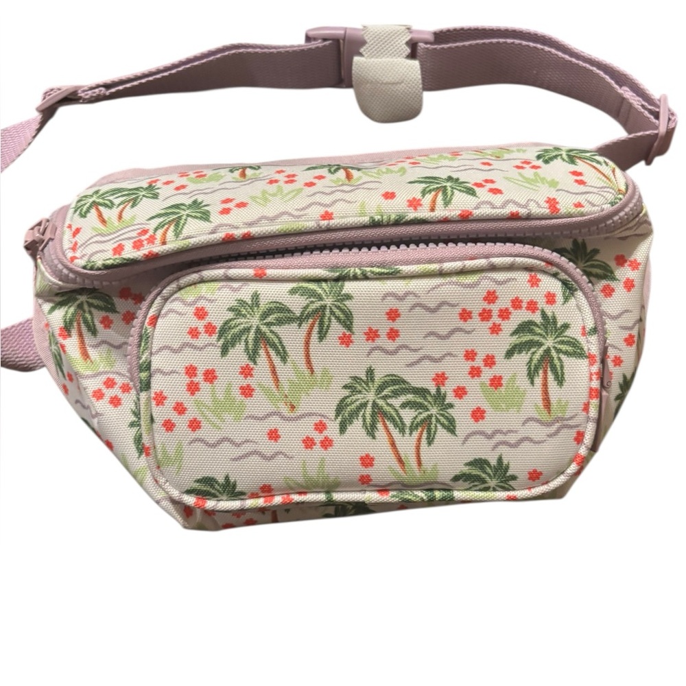 Pink Tropical Palm Print Waist Bag
